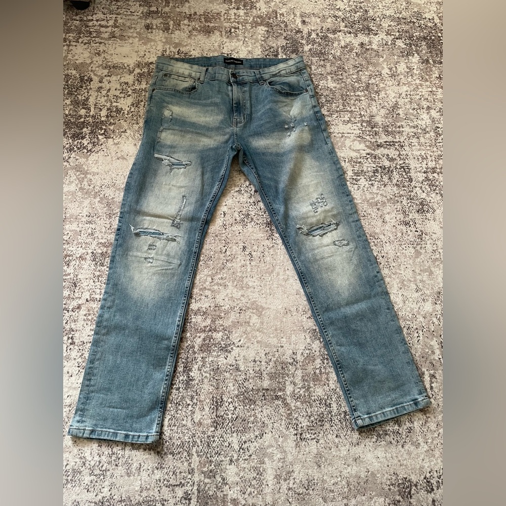 Men’s ripped distressed look jeans blue size 34-32
